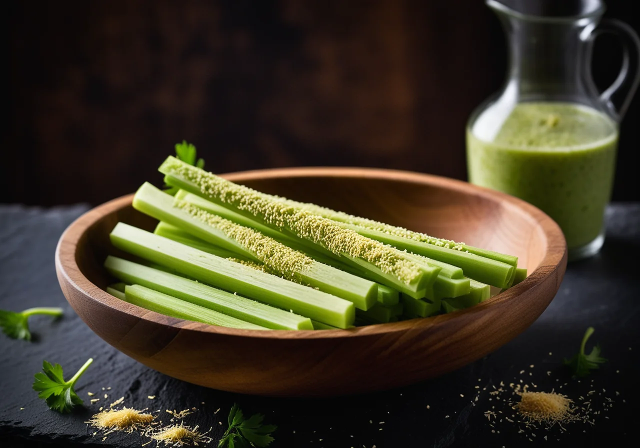 Parmesan-Crusted Celery Sticks with Dip