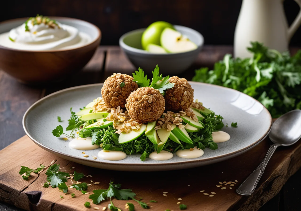 Oat Balls on Coleslaw