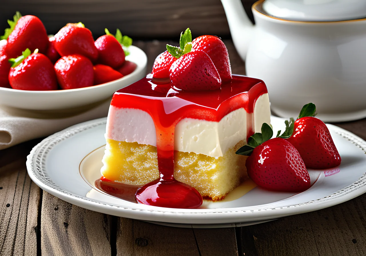 Sponge Dessert with Strawberries