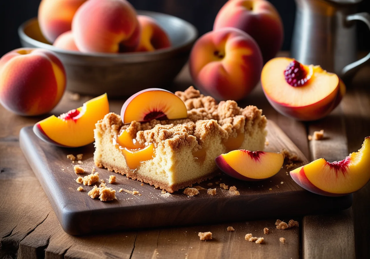 Yeast Crumb Cake with Peaches