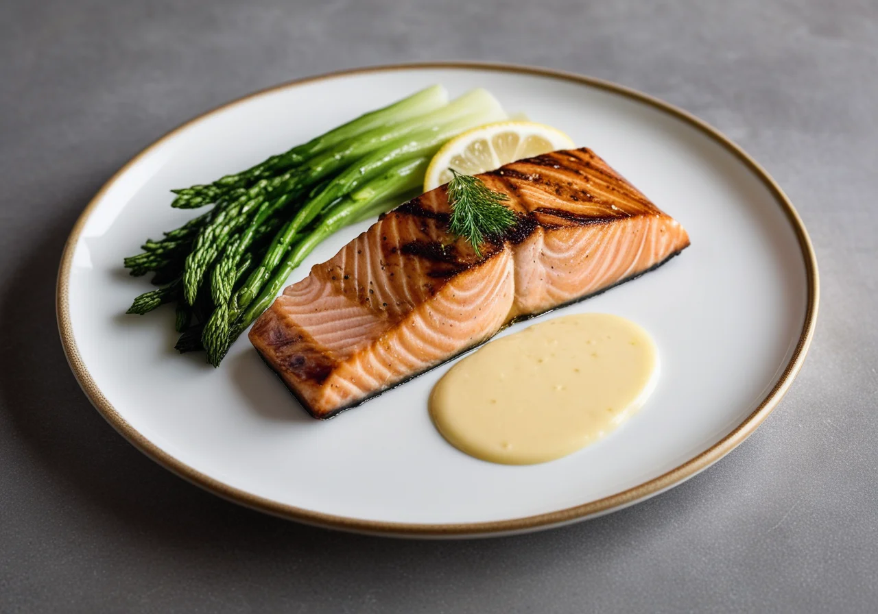 Salmon steak with butter sauce