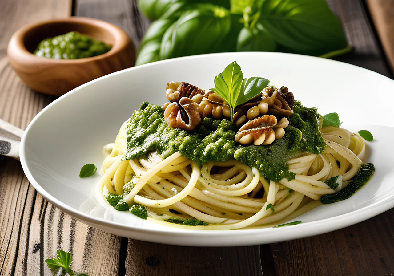 Pasta with Parsley Pesto and Walnuts