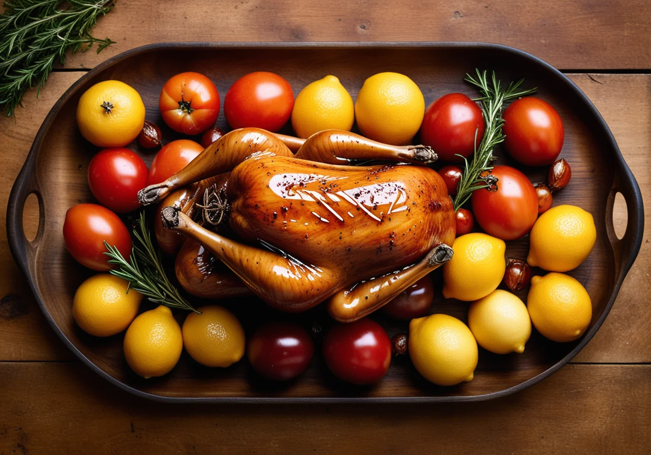 Perlhuhn Roast with Shallots and Lemons