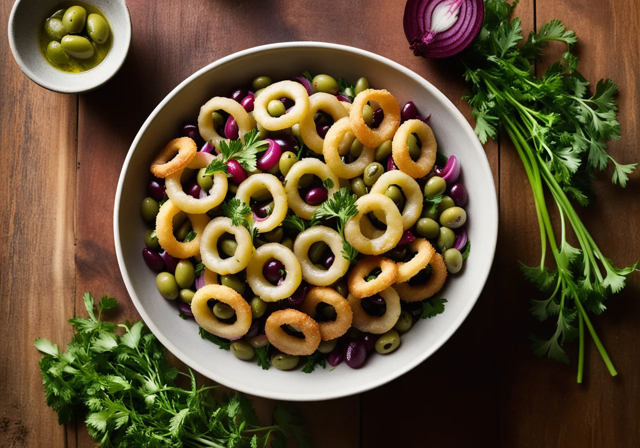 Thick Bean Salad with Olives and Onions