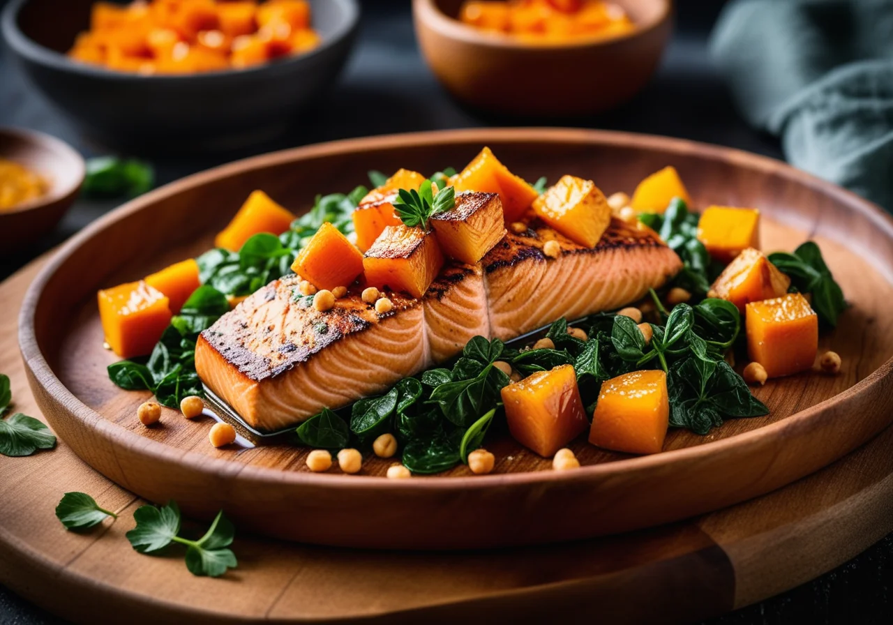 Salmon with Pumpkin in the Oven