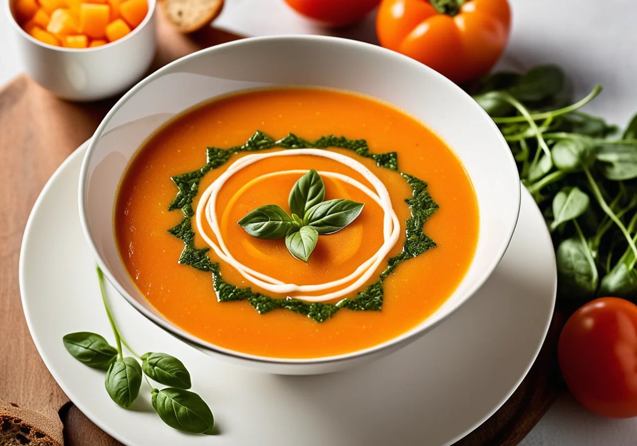 Gazpacho with Skewered Vegetable Terrine