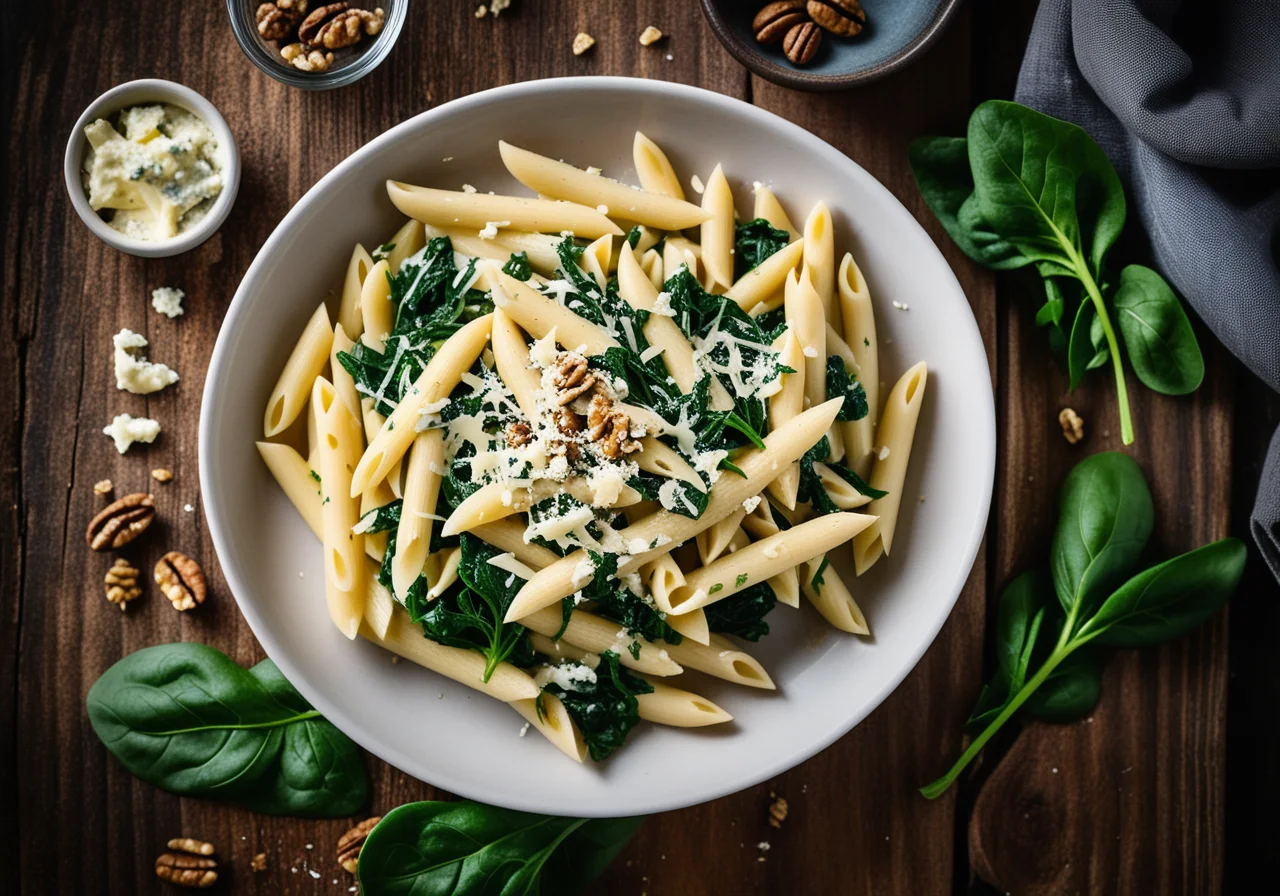 Penne with Spinach and Roquefort
