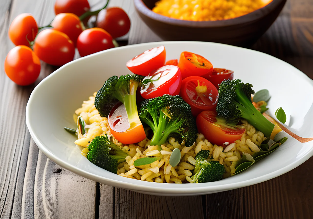 Rice‑Vegetable Pan with Avocado Lime Pesto