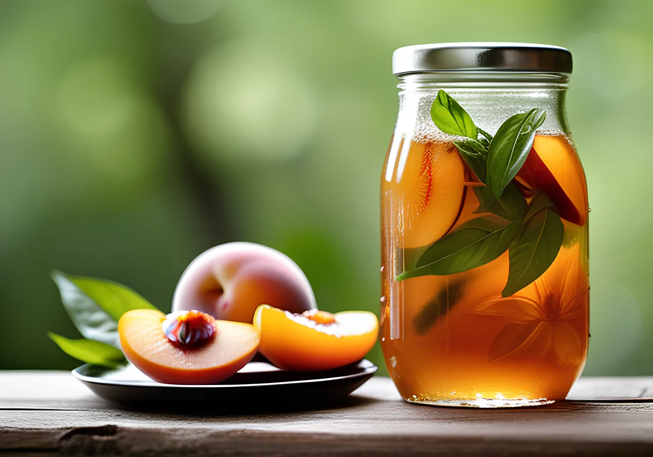 Iced Tea with Peach, Nectarine and Basil
