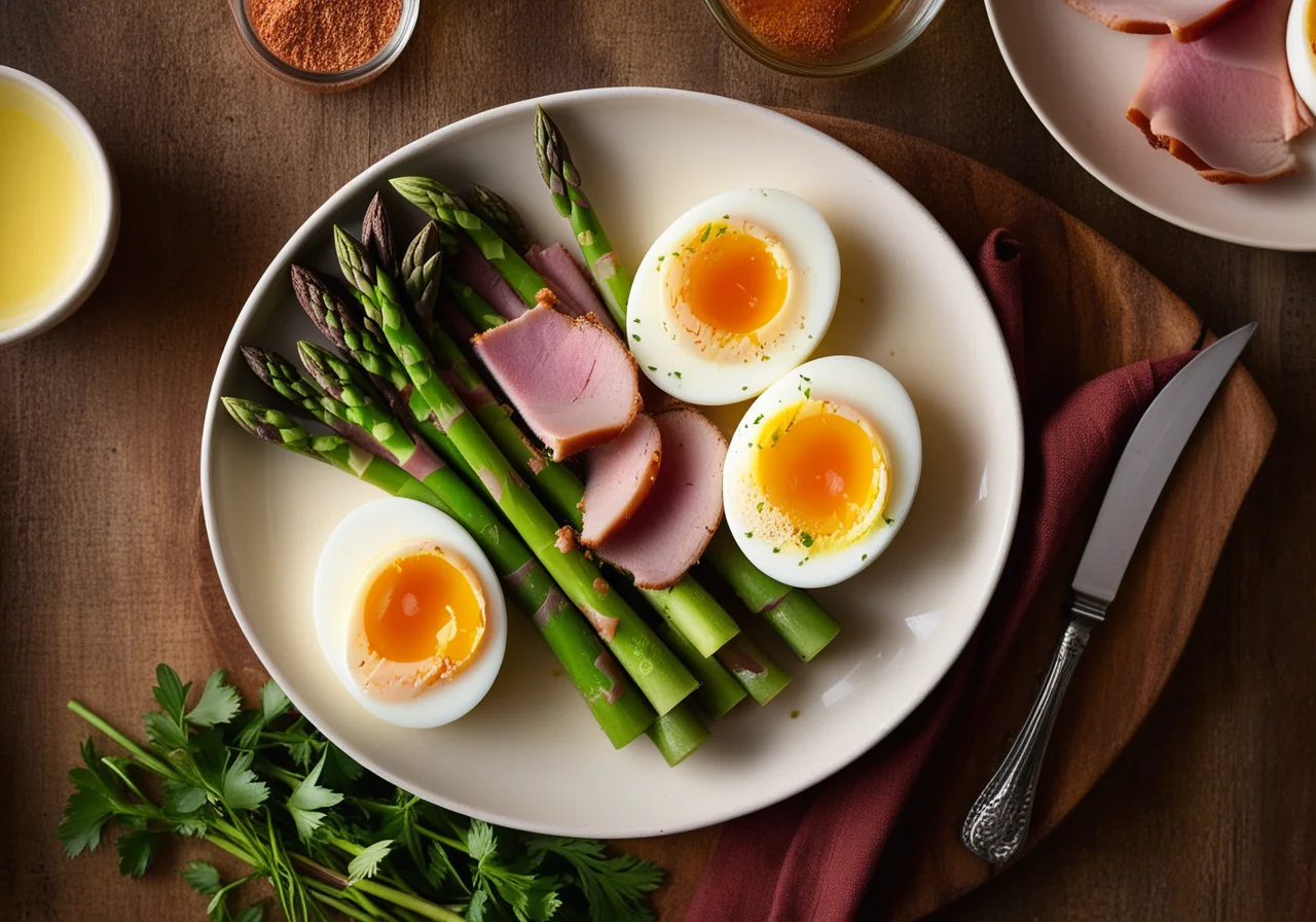 Asparagus with Ham and Egg