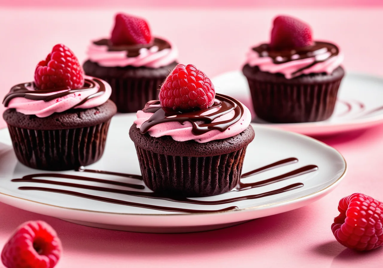 Chocolate Cupcakes with Pink Topping