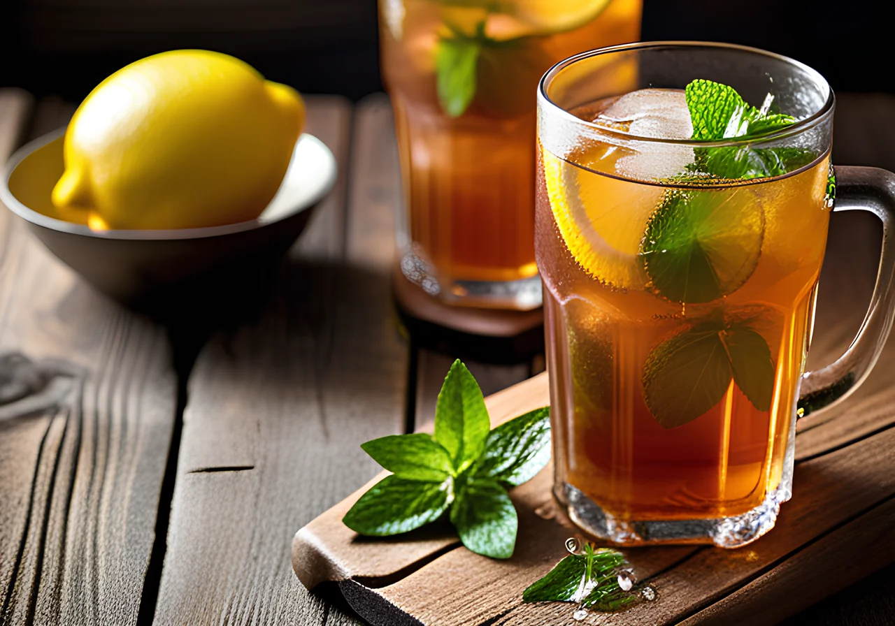 Iced Tea with Lime and Peppermint