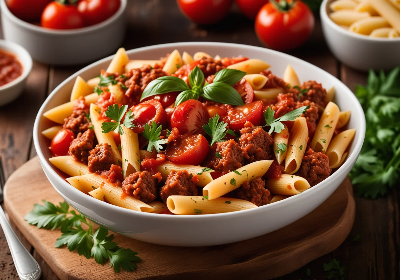 Pasta with Ground Meat Sauce