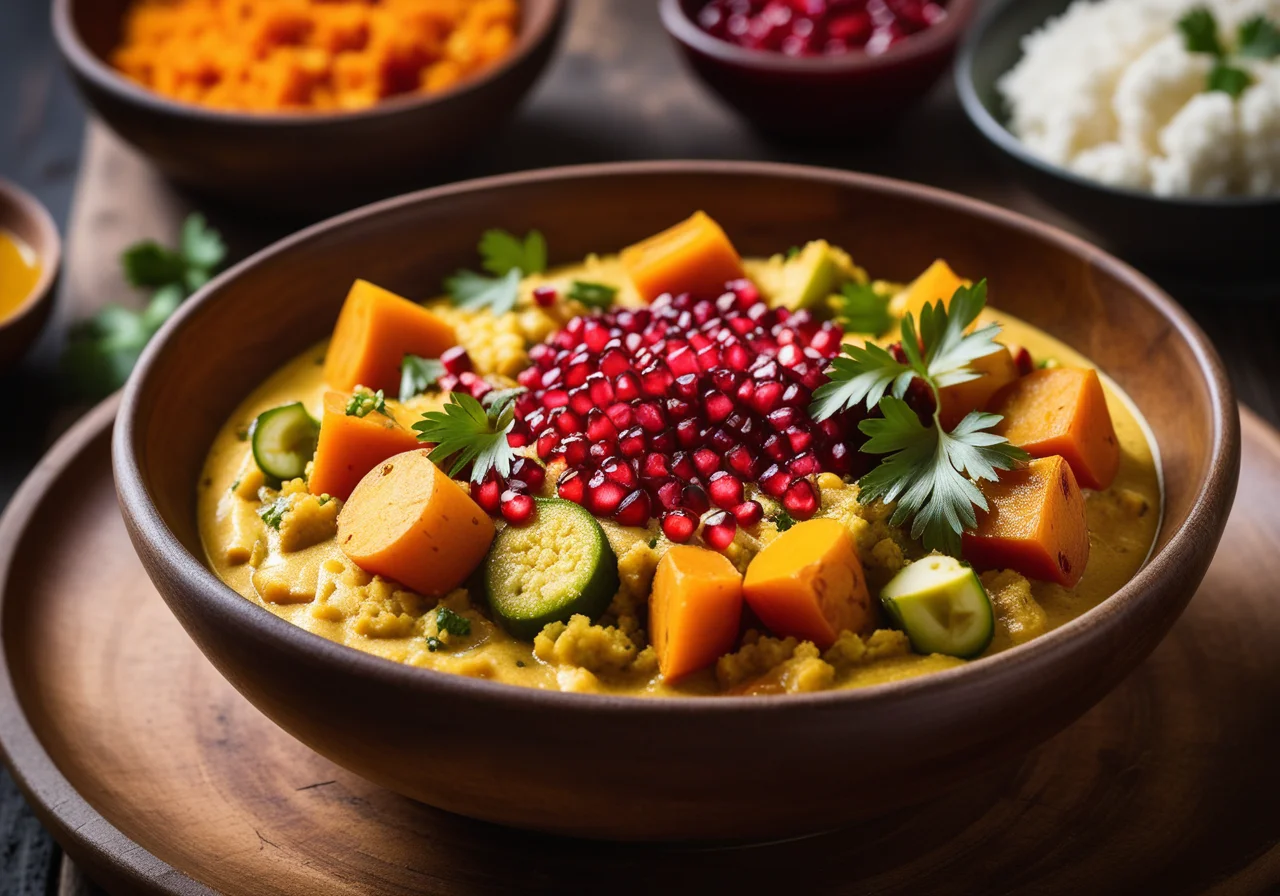 Vegetable Curry with Pomegranate and Coriander