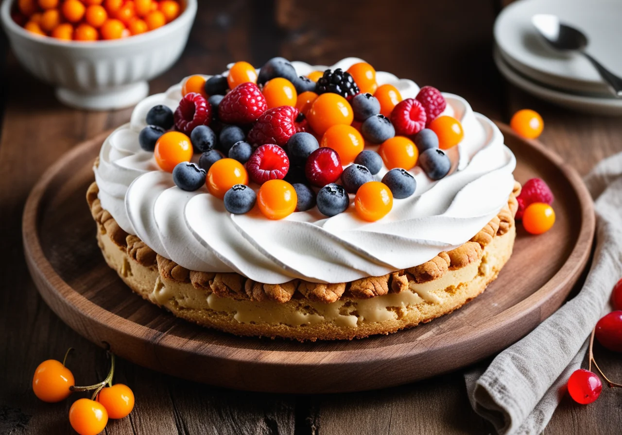 Sea Buckthorn Meringue Cake