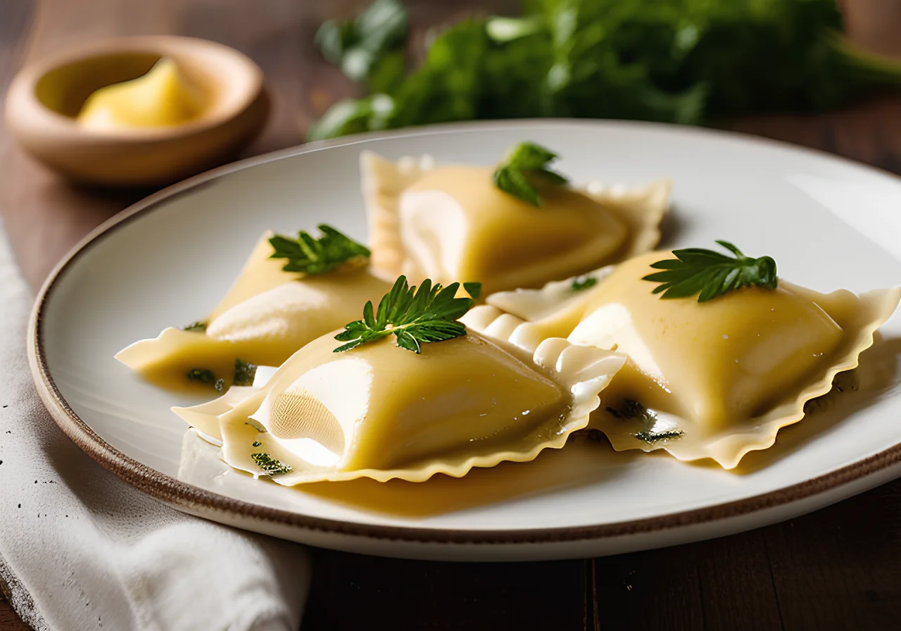 Porcini Ravioli with Sage Butter