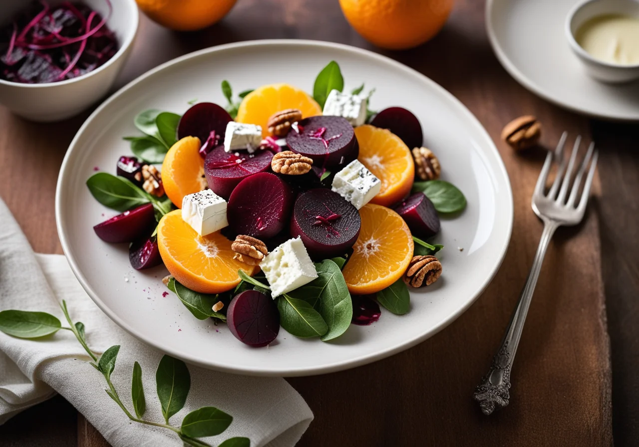 Beetroot Salad with Orange and Cheese