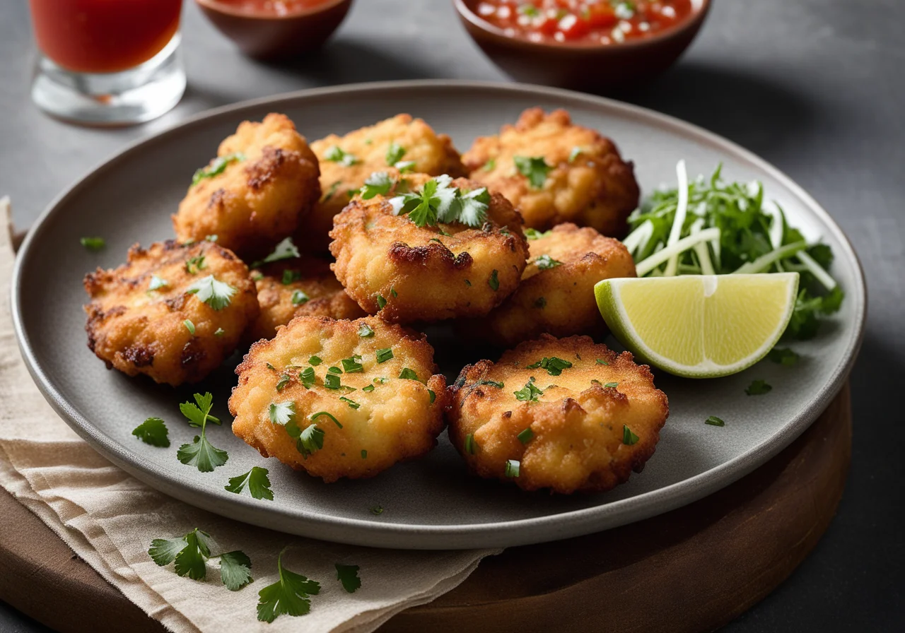 Cod fritters with salsa