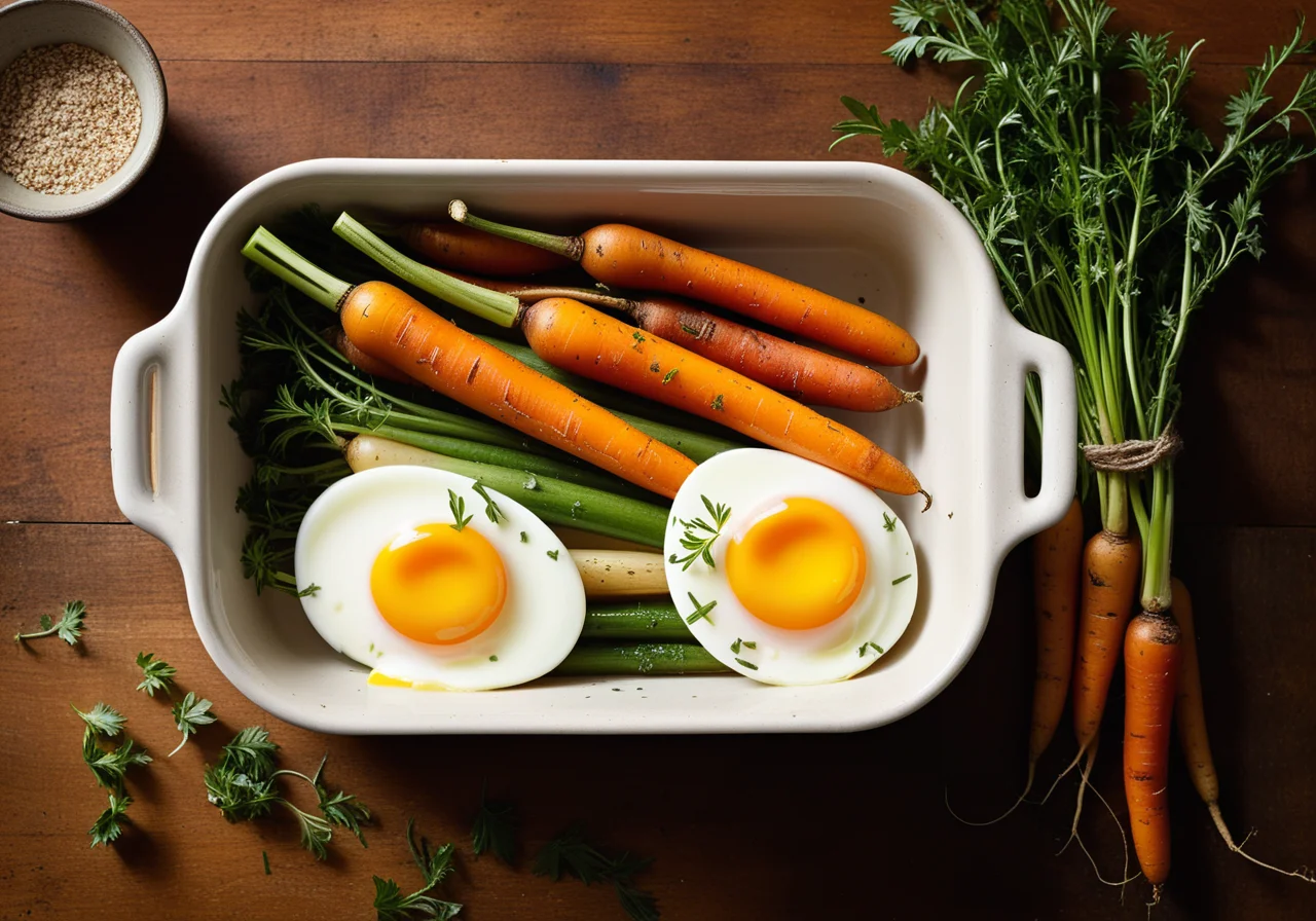 Vegetables with Egg Baked in the Oven