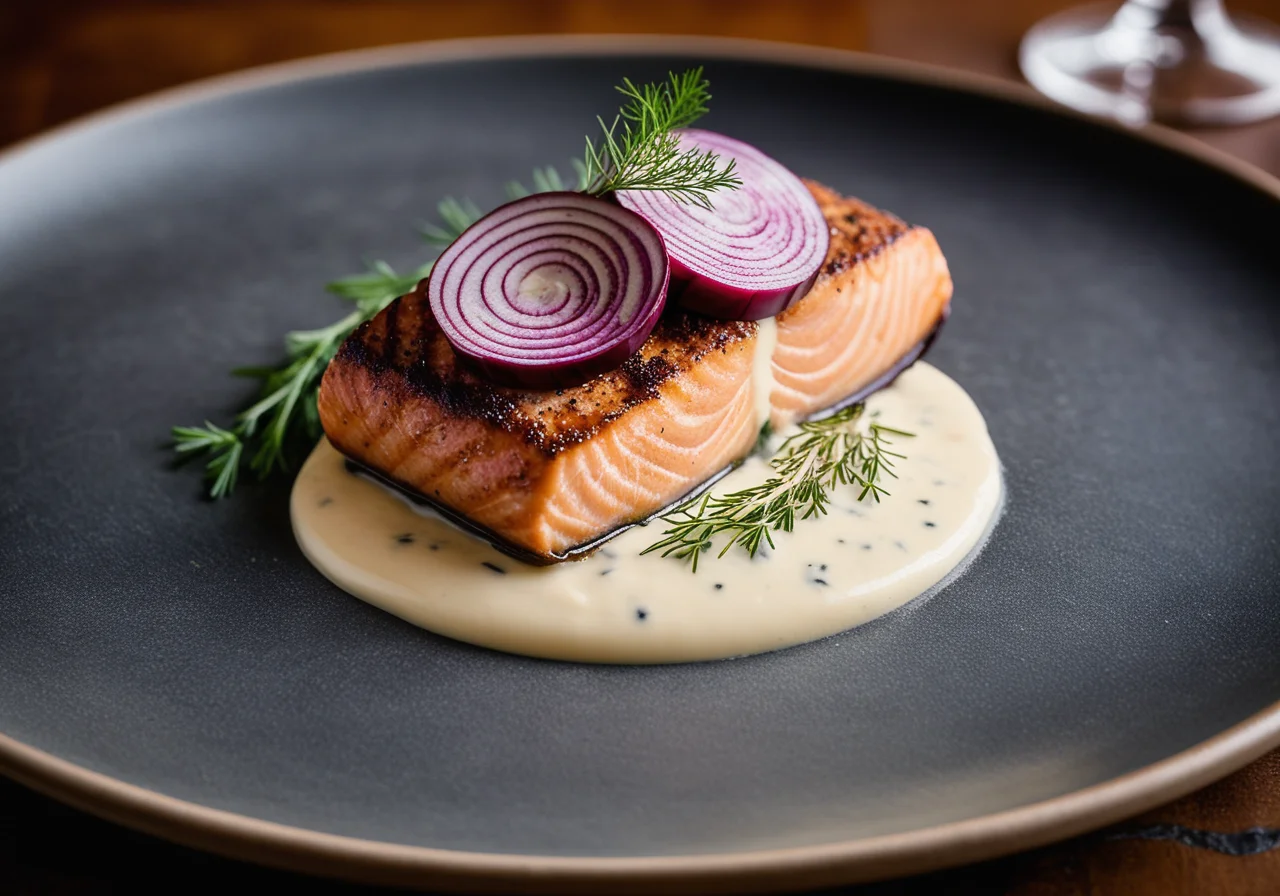 Salmon cutlet with fine lemon sauce