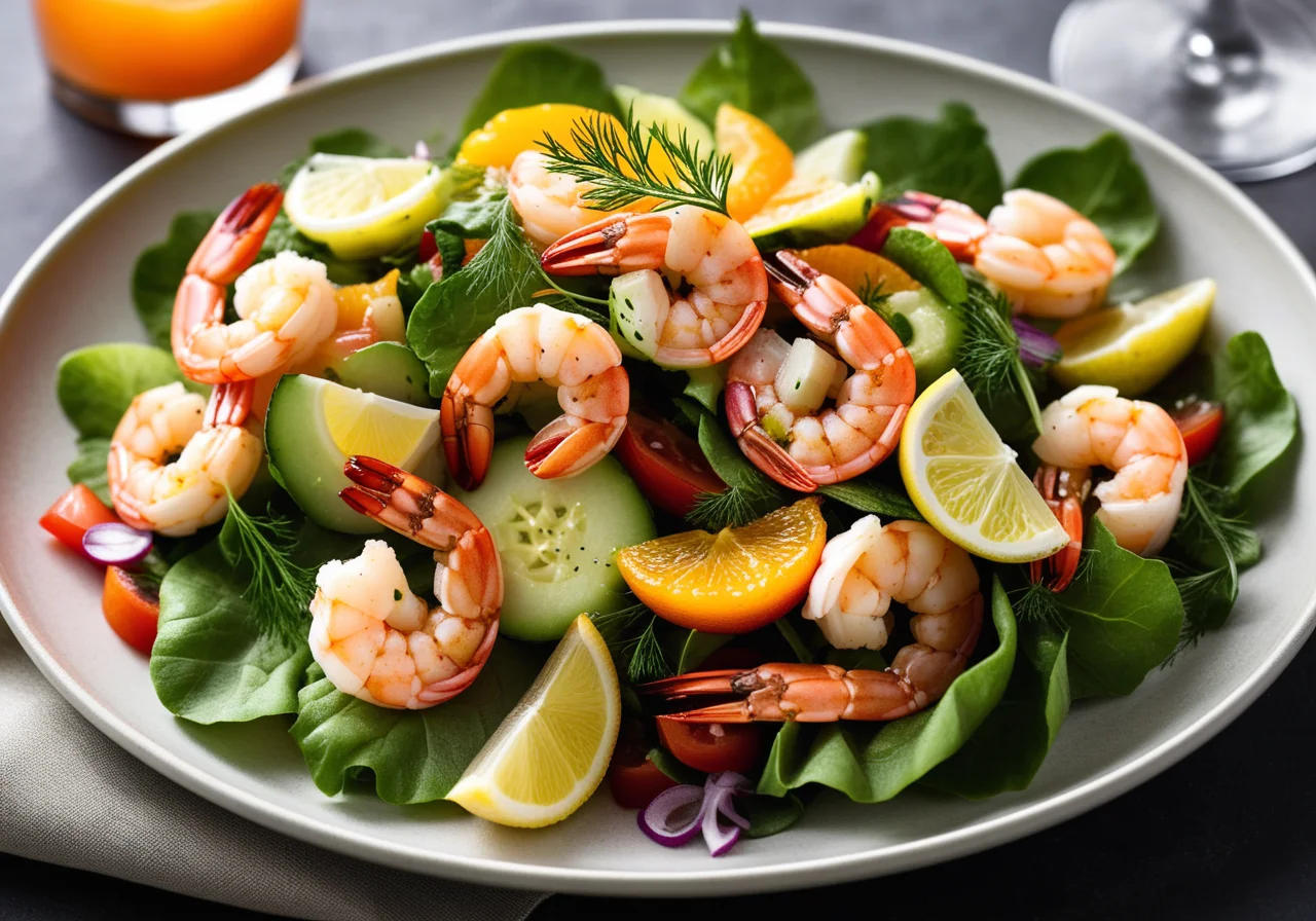 Batavia salad with shrimp cocktail