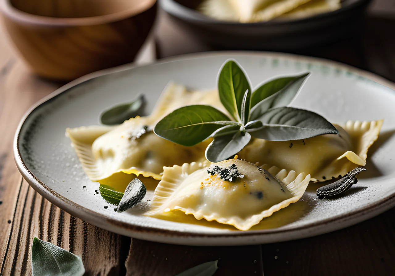 Homemade Spinach Ricotta Ravioli in Sage Butter