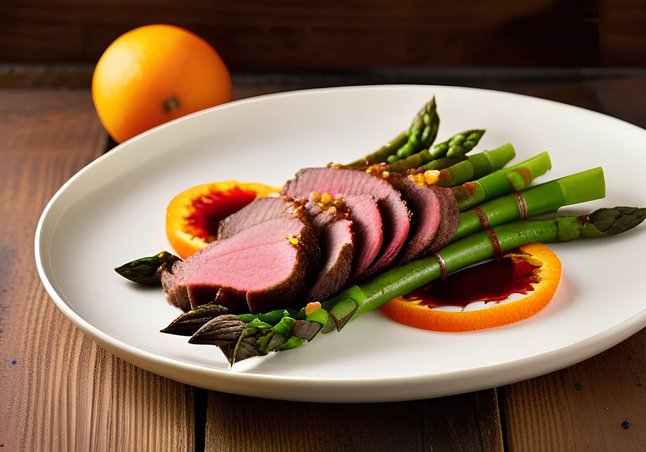 Venison Fillet with Asparagus, Coffee and Chili