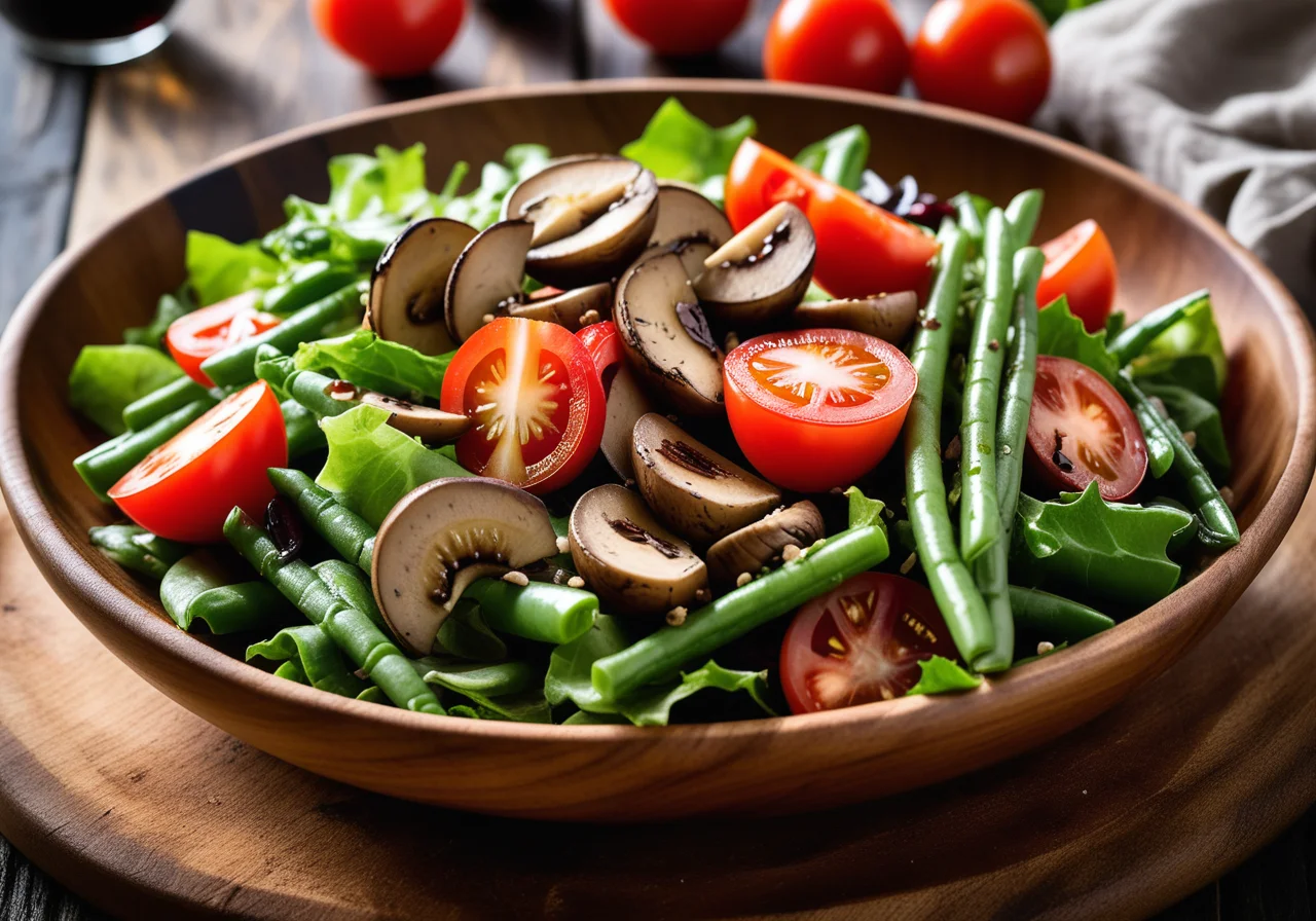 Green Salad with Beans, Mushrooms and Tomatoes
