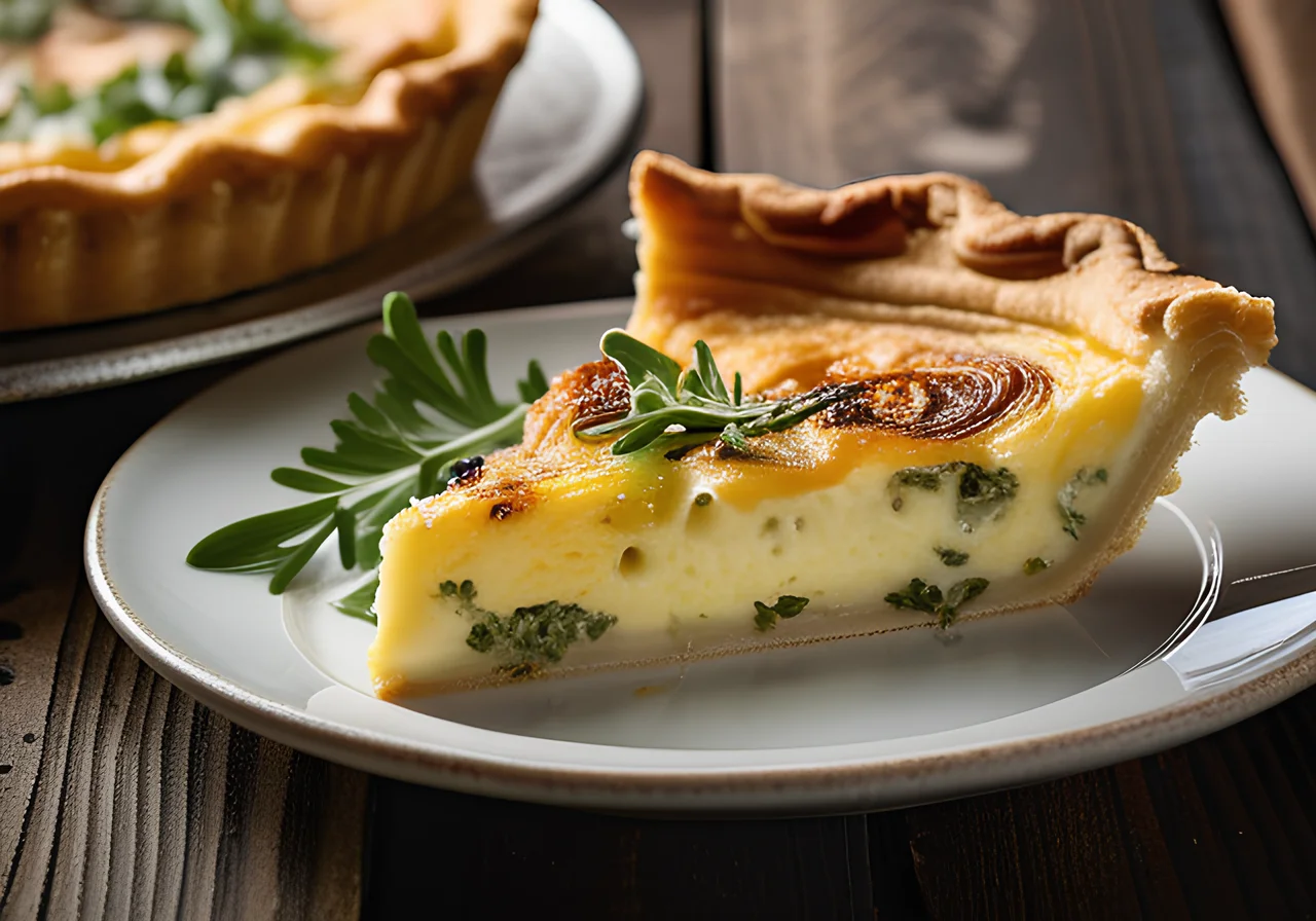 Onion and Cheese Quiche with Arugula