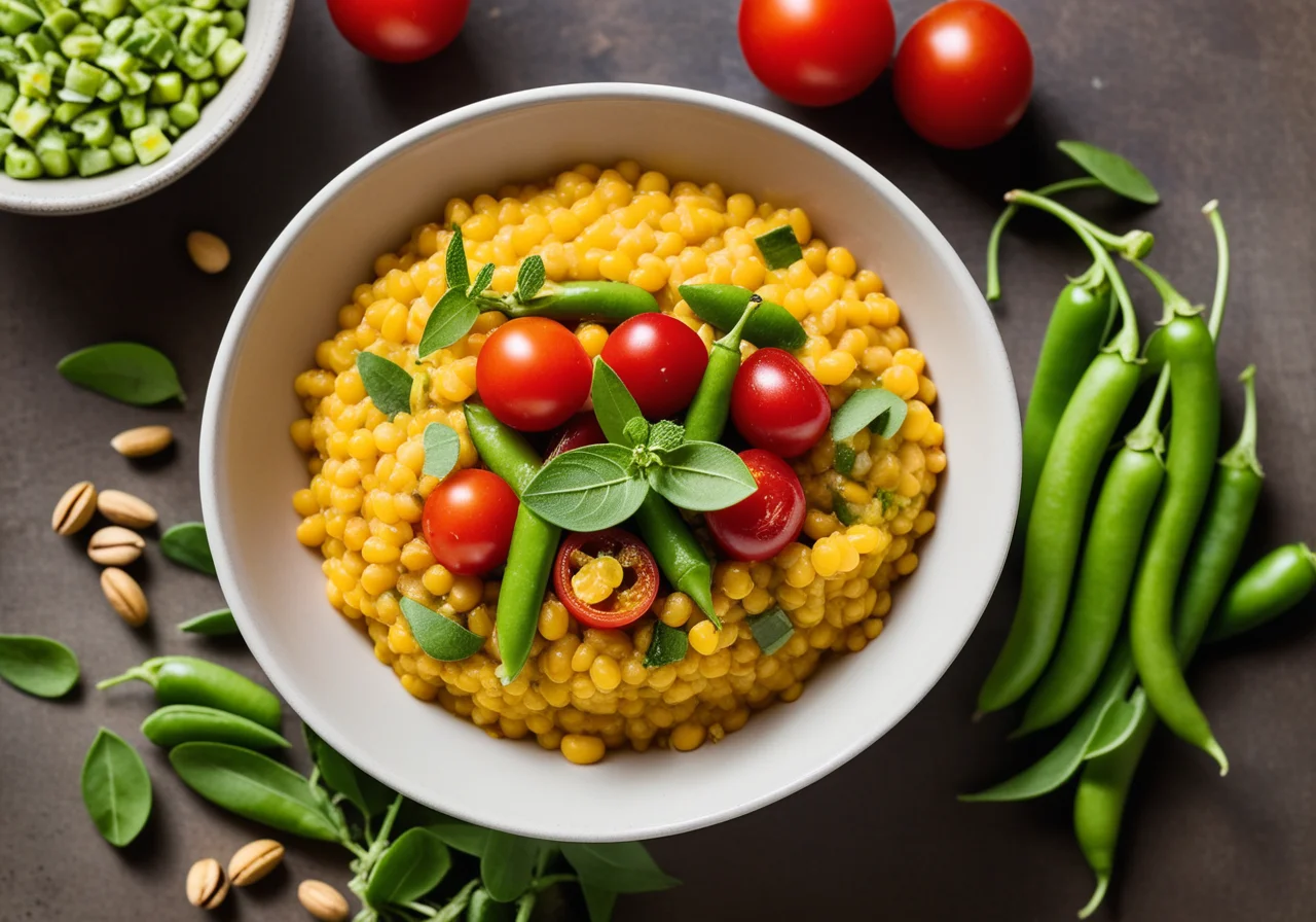 Yellow lentils with vegetables
