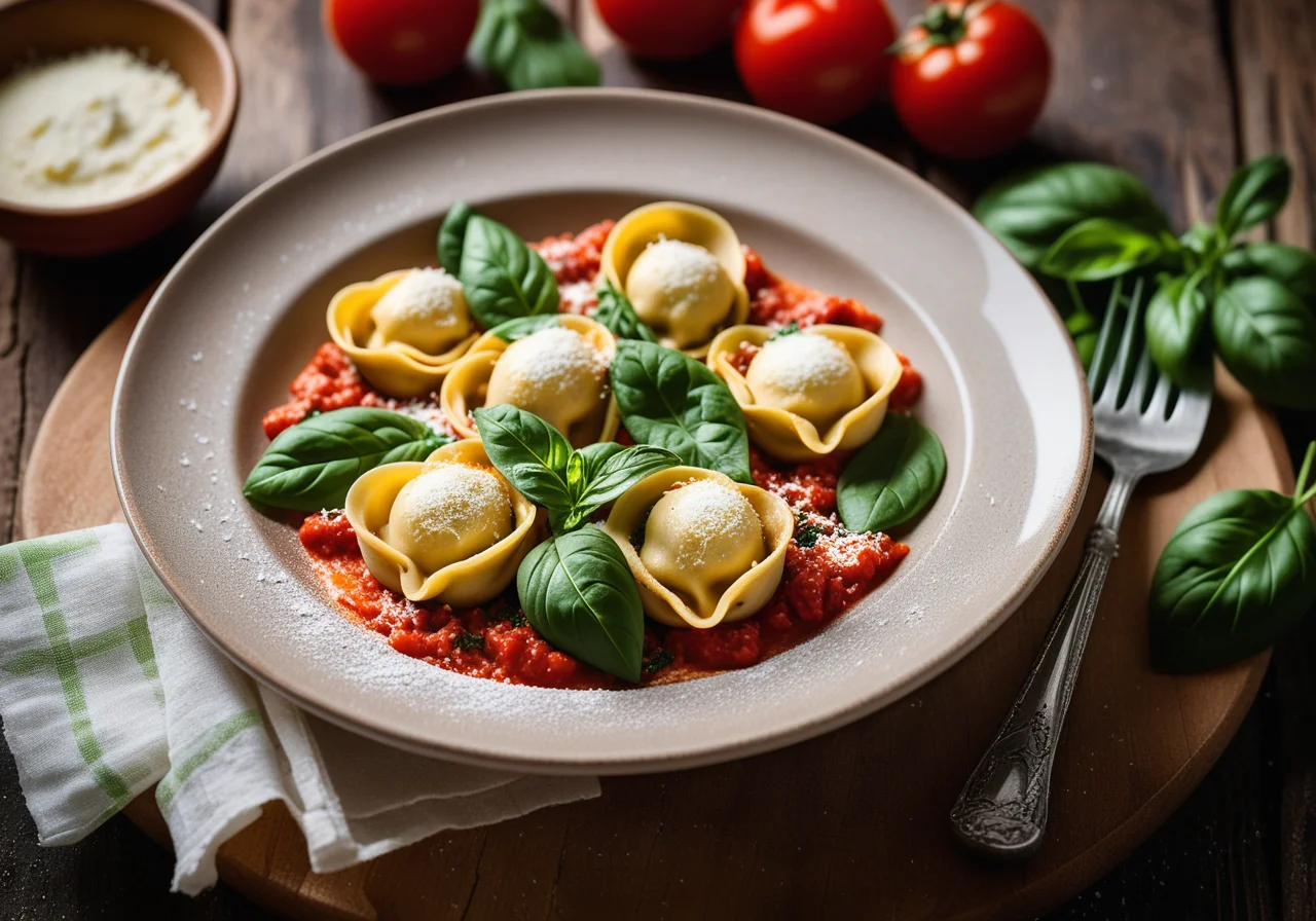 Tortellini with Tomato Sauce and Parmesan