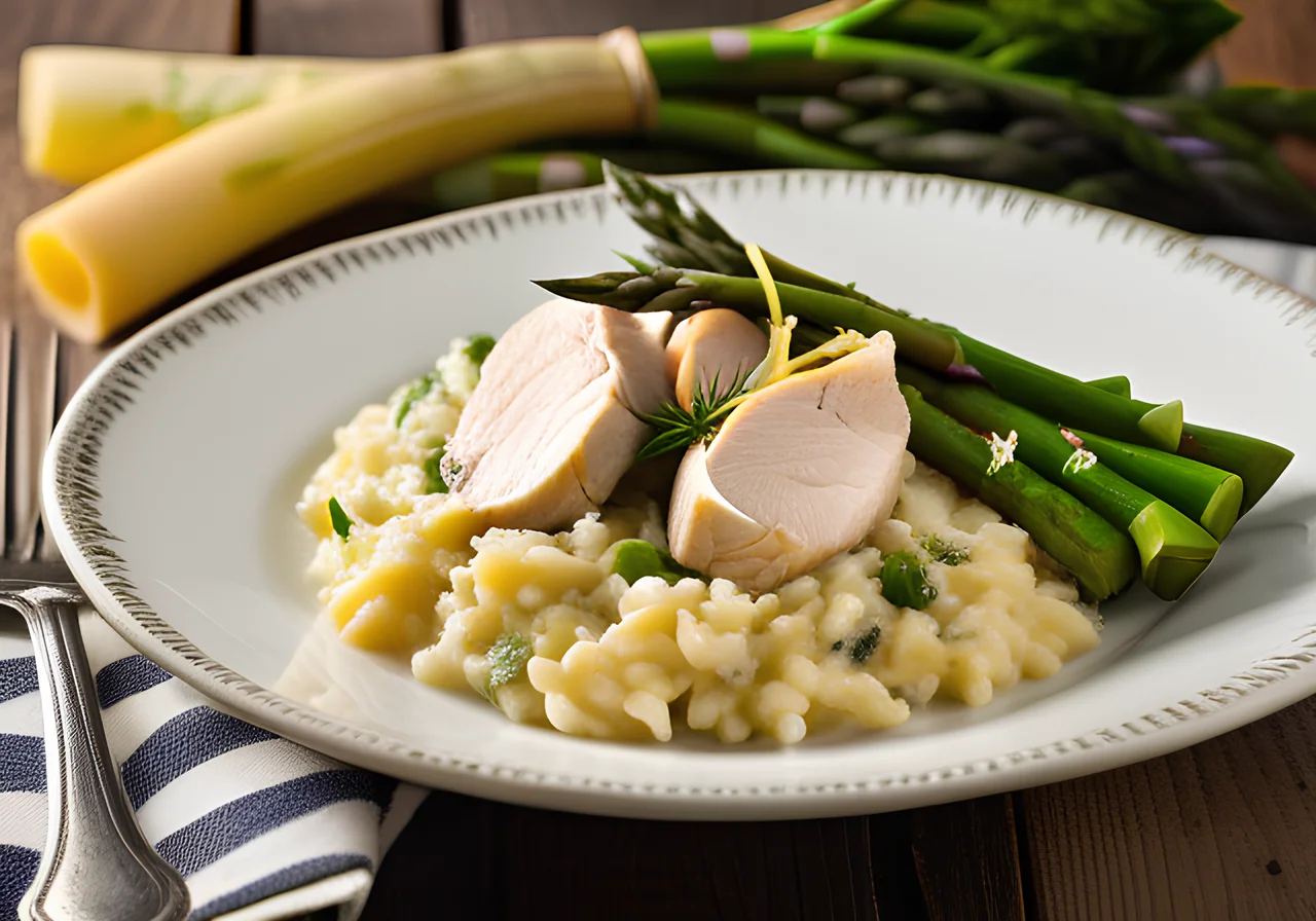 Chicken Risotto with Green Asparagus