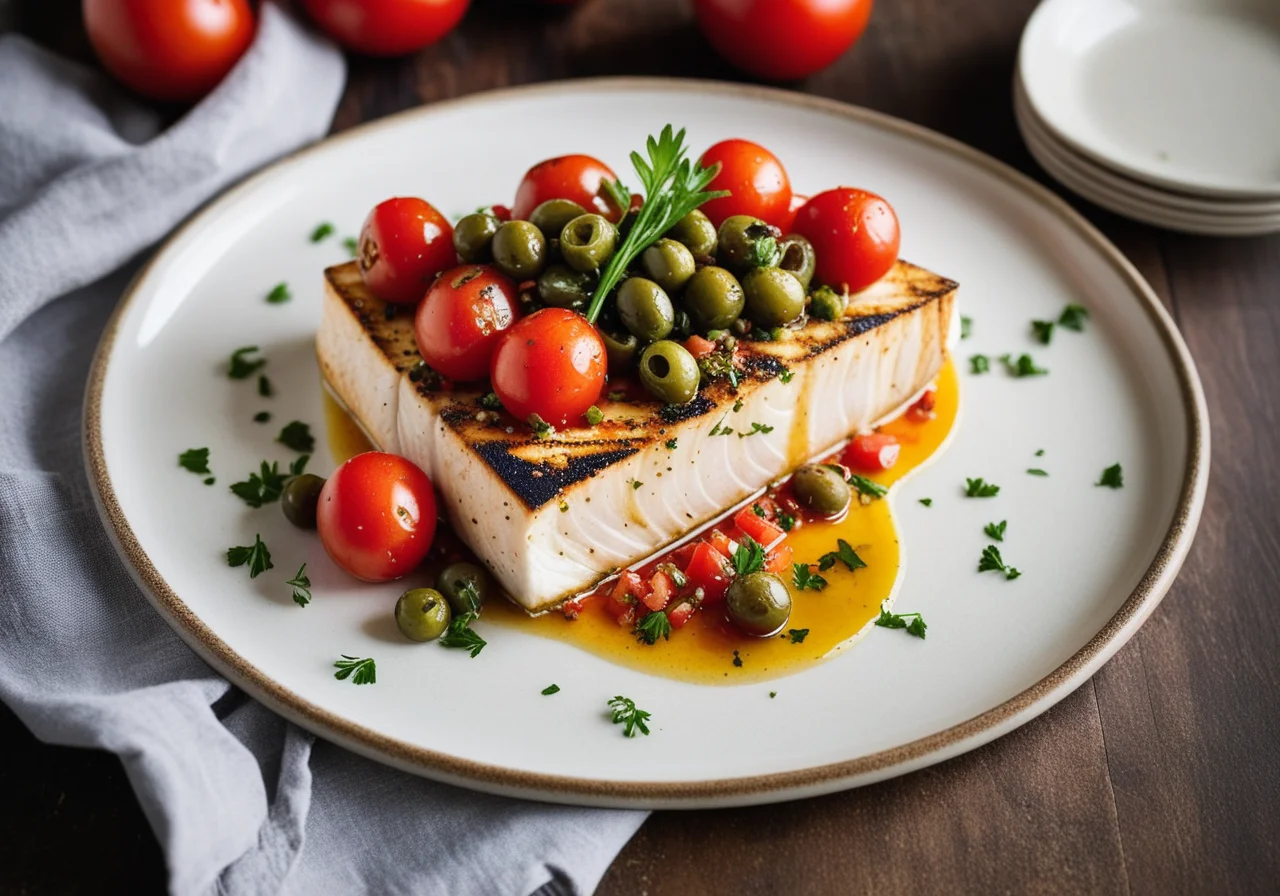 Swordfish Fillet with Caper Tomato Salsa