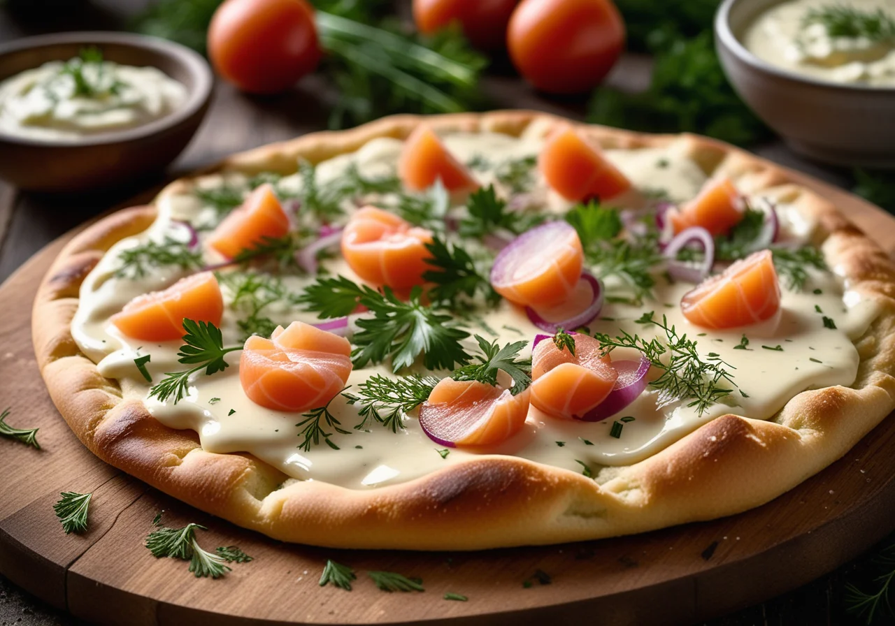 Flammkuchen with Salmon