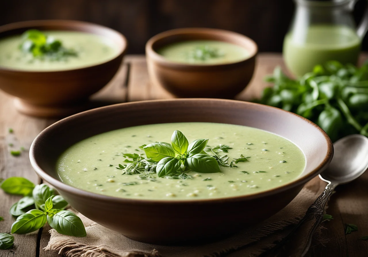 Pea Cream Soup with Basil