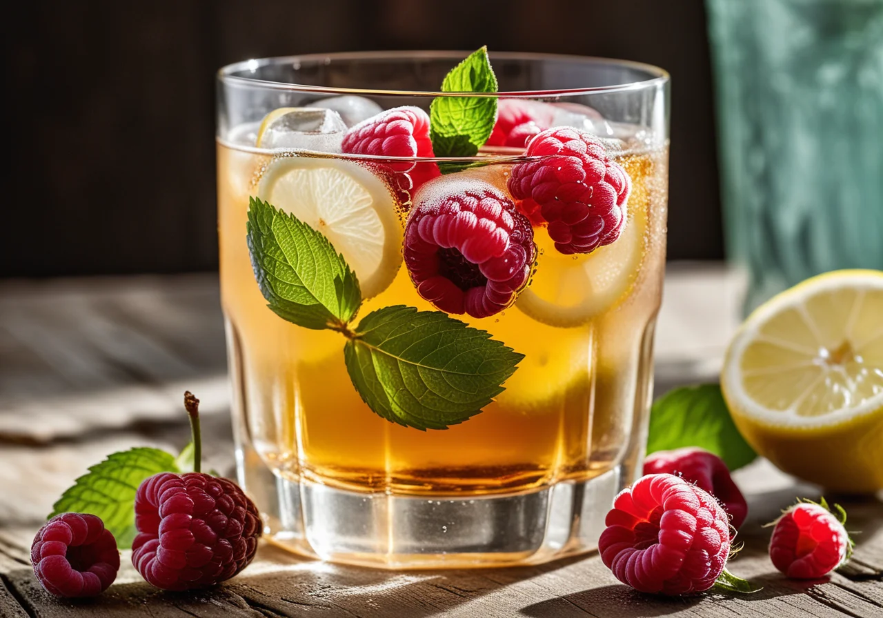 Iced Tea with Berries and Mint