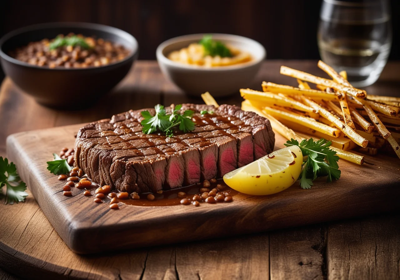 Steak with Potato Straws