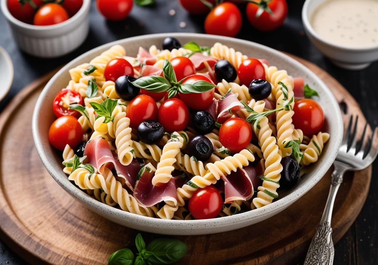 Tomato, Ham and Olive Pasta Salad