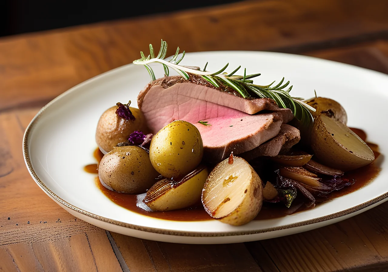 Lamb Leg with Shallots and Rosemary