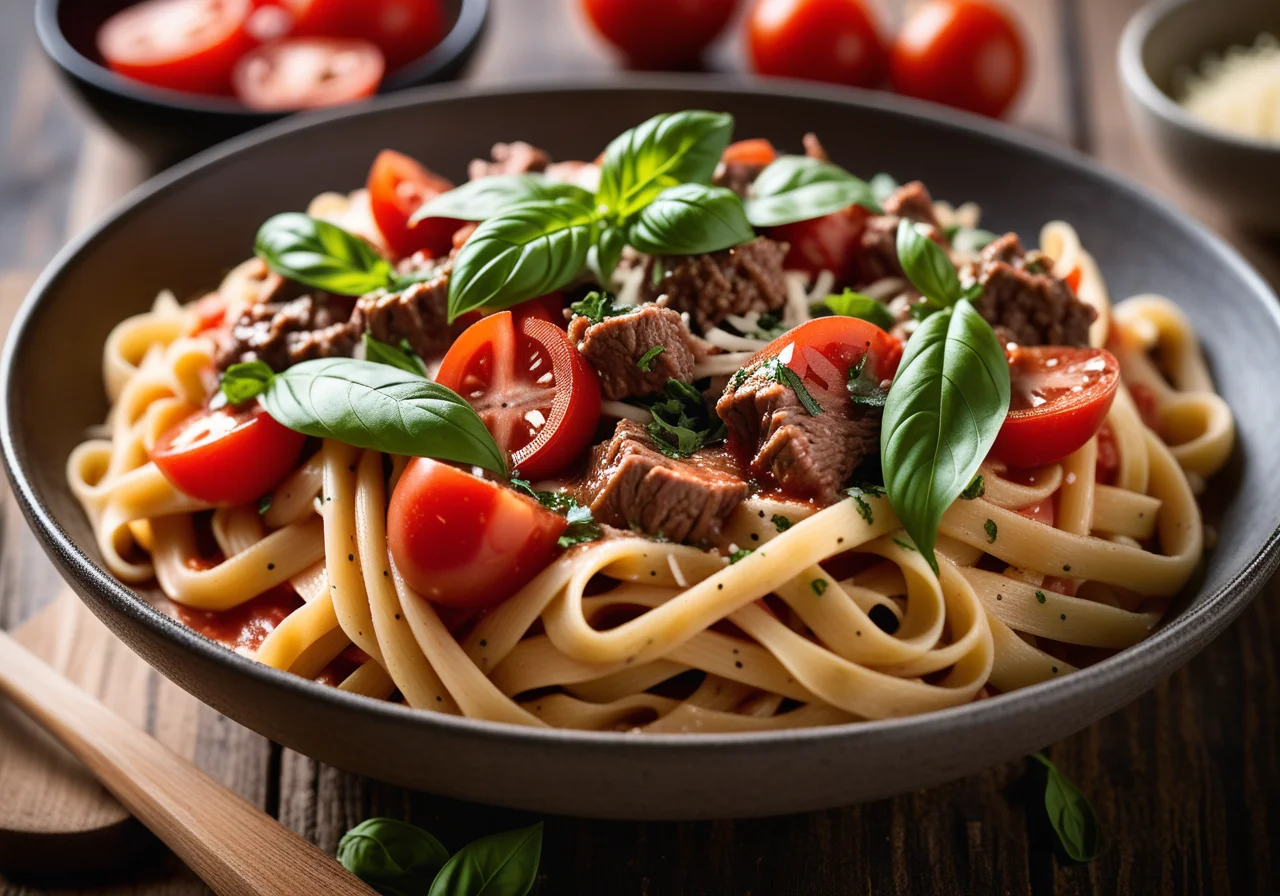 Pasta with Ground Beef Sauce