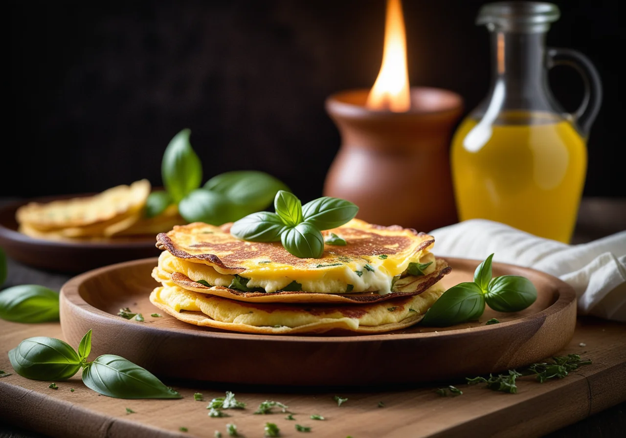 Feta Omelette with Onions and Basil