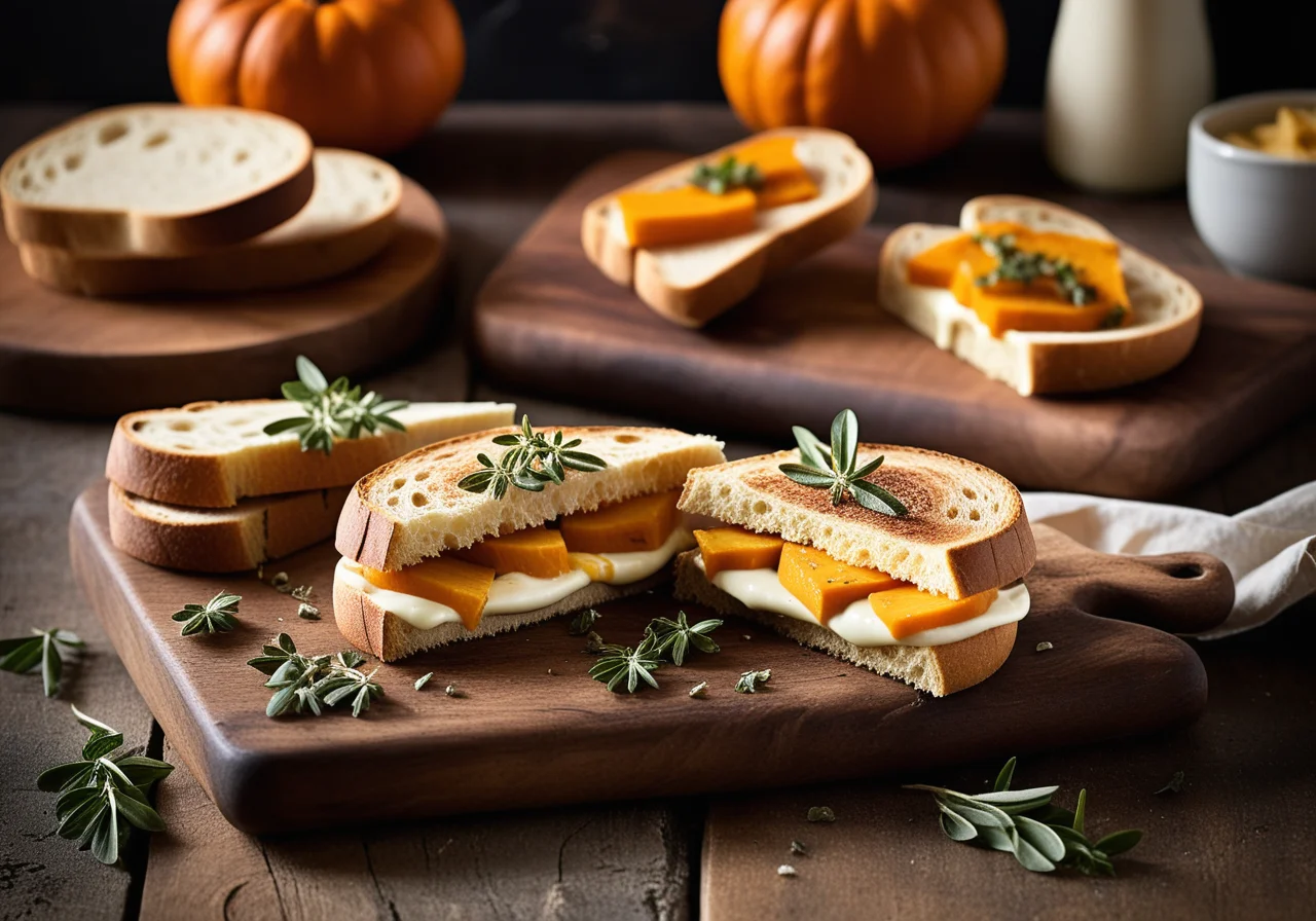 Italian Sandwich with Mozzarella and Pumpkin