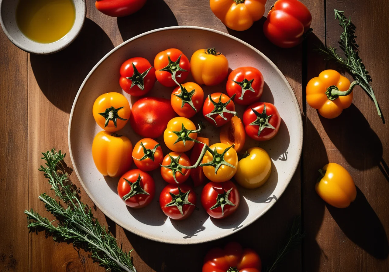Baked Garlic Tomatoes with Bell Peppers