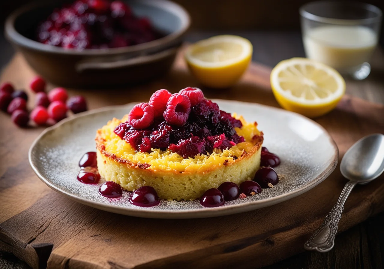 Small Saffron Rice Gratin with Cranberry Compote