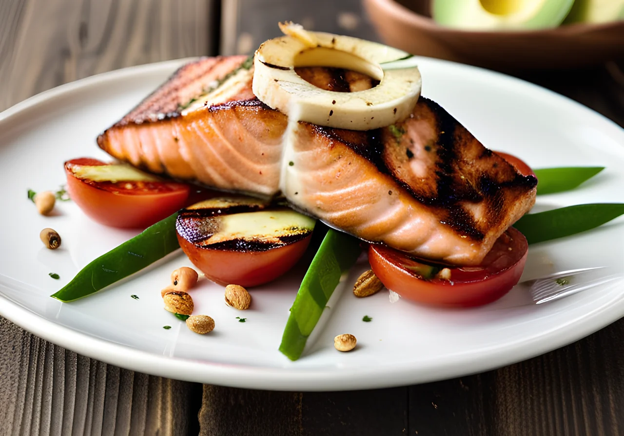 Grilled Salmon with Tomato Salad