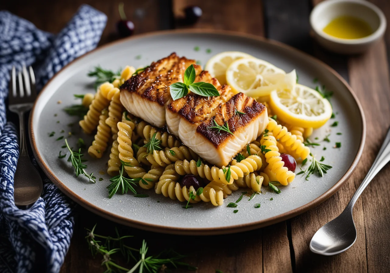 Cod with Grapes and Pasta