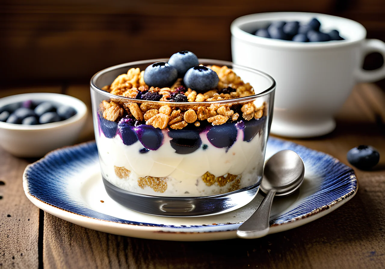 Rice Pudding Trifle with Blueberries and Oat Crumble