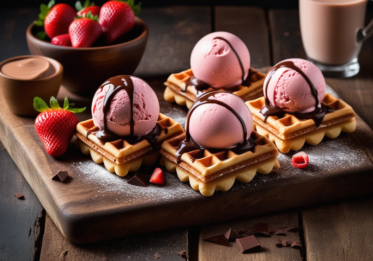 Chocolate, Vanilla, Strawberry Sandwich Ice Cream