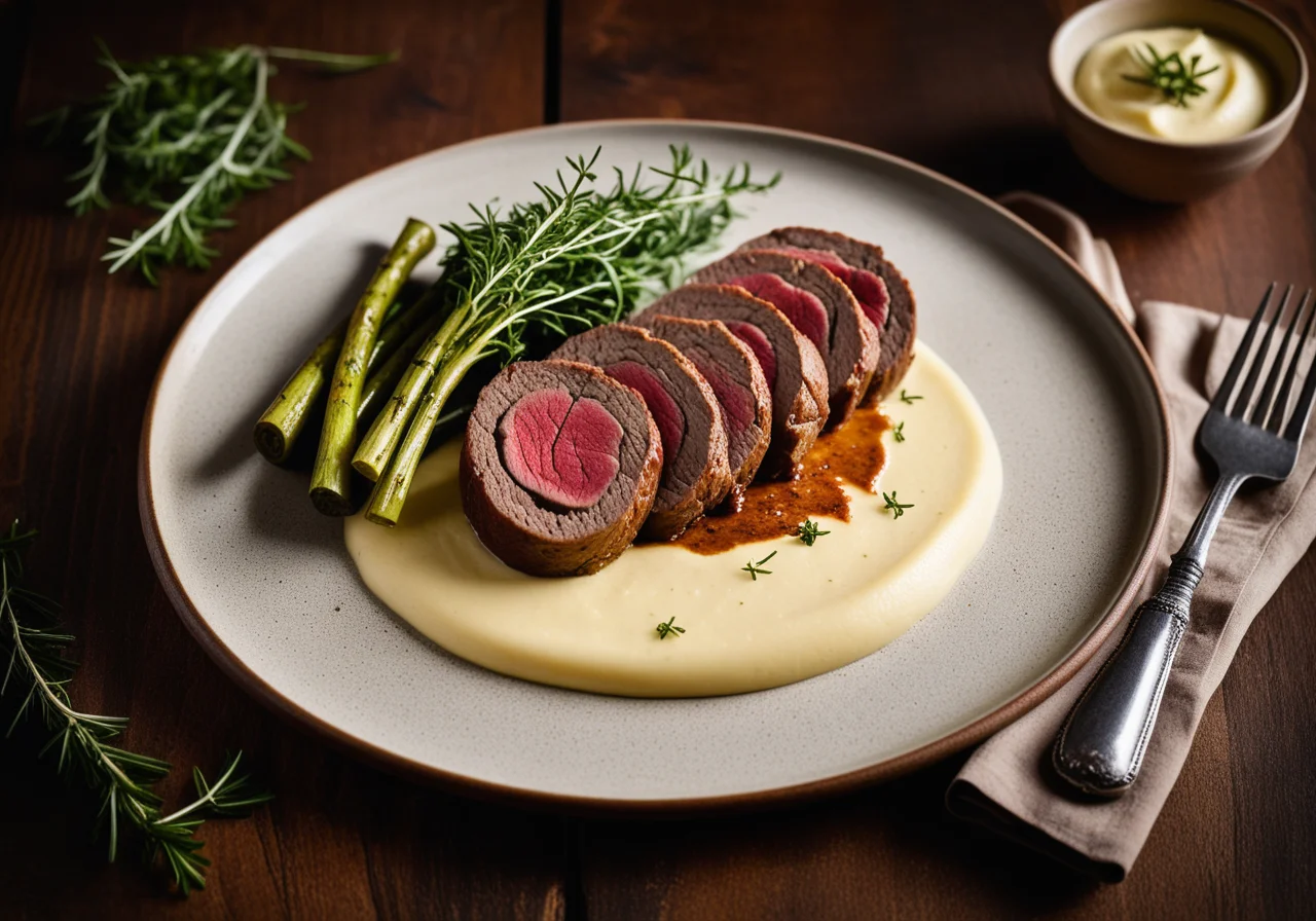 Rouladen with Potato Mash and Vegetables