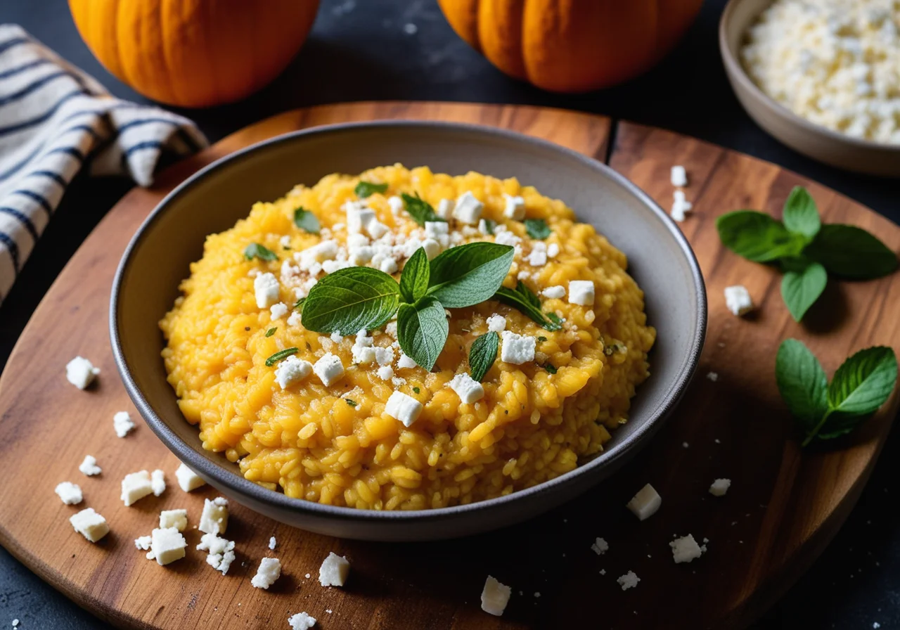 Pumpkin risotto with feta